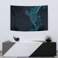 Black Blue Polynesian Tribal Tapestry - Polynesian Pride