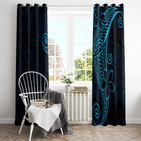 Black Blue Polynesian Tribal Window Curtain - Polynesian Pride