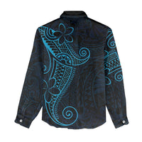 Black Blue Polynesian Tribal Women Casual Shirt LT9 - Polynesian Pride