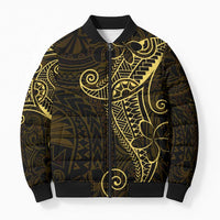 Black Gold Polynesian Tribal Bomber Puffer Jacket - Polynesian Pride