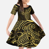 Black Gold Polynesian Tribal Family Matching Mermaid Dress and Hawaiian Shirt LT9 Daughter's Dress Gold - Polynesian Pride