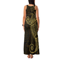 Black Gold Polynesian Tribal Family Matching Tank Maxi Dress and Hawaiian Shirt - Polynesian Pride