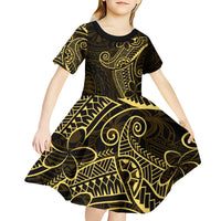 Black Gold Polynesian Tribal Kid Short Sleeve Dress - Polynesian Pride