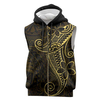 Black Gold Polynesian Tribal Sleeveless Zip Hoodie - Polynesian Pride