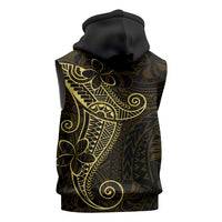 Black Gold Polynesian Tribal Sleeveless Zip Hoodie - Polynesian Pride