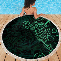 Black Green Polynesian Tribal Beach Blanket - Polynesian Pride