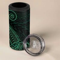 Black Green Polynesian Tribal 4 in 1 Can Cooler Tumbler - Polynesian Pride