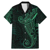 Black Green Polynesian Tribal Family Matching Mermaid Dress and Hawaiian Shirt LT9 Dad's Shirt - Short Sleeve Green - Polynesian Pride