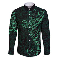 Black Green Polynesian Tribal Family Matching Mermaid Dress and Hawaiian Shirt LT9 Dad's Shirt - Long Sleeve Green - Polynesian Pride
