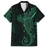 Black Green Polynesian Tribal Family Matching Off Shoulder Short Dress and Hawaiian Shirt - Polynesian Pride