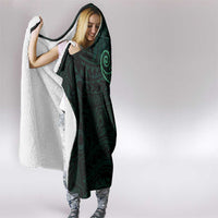 Black Green Polynesian Tribal Hooded Blanket - Polynesian Pride