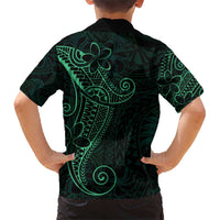 Black Green Polynesian Tribal Kid Hawaiian Shirt - Polynesian Pride