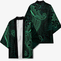 Black Green Polynesian Tribal Kimono - Polynesian Pride