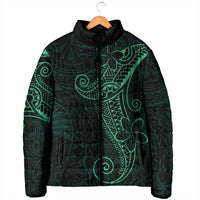 Black Green Polynesian Tribal Padded Jacket - Polynesian Pride