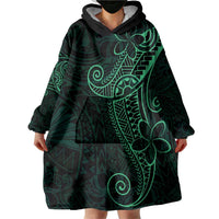 Black Green Polynesian Tribal Wearable Blanket Hoodie - Polynesian Pride