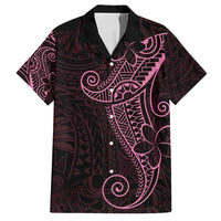 Black Pink Polynesian Tribal Family Matching Off Shoulder Short Dress and Hawaiian Shirt - Polynesian Pride