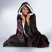 Black Pink Polynesian Tribal Hooded Blanket - Polynesian Pride