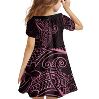 Black Pink Polynesian Tribal Kid Short Sleeve Dress - Polynesian Pride
