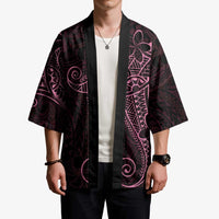 Black Pink Polynesian Tribal Kimono - Polynesian Pride