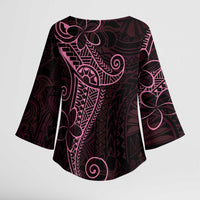 Black Pink Polynesian Tribal Kimono Sleeve Blouse - Polynesian Pride