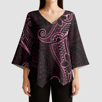 Black Pink Polynesian Tribal Kimono Sleeve Blouse - Polynesian Pride