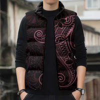 Black Pink Polynesian Tribal Sleeveless Puffer Jacket - Polynesian Pride