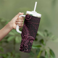 Black Pink Polynesian Tribal Tumbler With Handle - Polynesian Pride