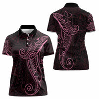 Black Pink Polynesian Tribal Women Polo Shirt - Polynesian Pride