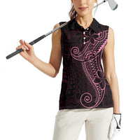 Black Pink Polynesian Tribal Women Sleeveless Polo Shirt LT9 - Polynesian Pride