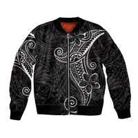 Black White Polynesian Tribal Bomber Jacket - Polynesian Pride