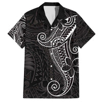 Black White Polynesian Tribal Family Matching Off The Shoulder Long Sleeve Dress and Hawaiian Shirt - Polynesian Pride