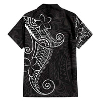 Black White Polynesian Tribal Family Matching Off Shoulder Short Dress and Hawaiian Shirt - Polynesian Pride