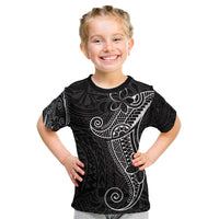 Black White Polynesian Tribal Kid T Shirt - Polynesian Pride