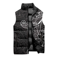 Black White Polynesian Tribal Sleeveless Puffer Jacket - Polynesian Pride