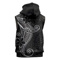 Black White Polynesian Tribal Sleeveless Zip Hoodie - Polynesian Pride