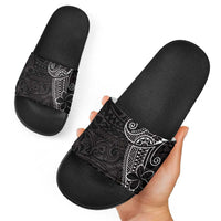 Black White Polynesian Tribal Slide Sandals - Polynesian Pride