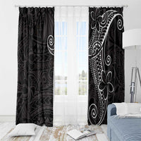 Black White Polynesian Tribal Window Curtain - Polynesian Pride
