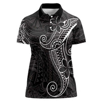 Black White Polynesian Tribal Women Polo Shirt - Polynesian Pride
