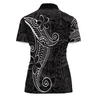 Black White Polynesian Tribal Women Polo Shirt - Polynesian Pride