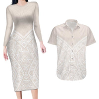 Lotu Tamaiti Tongan Polynesian Art Pattern Couples Matching Long Sleeve Bodycon Dress and Hawaiian Shirt Traditional Tribal Motifs - Polynesian Pride