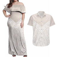 Lotu Tamaiti Tongan Polynesian Art Pattern Couples Matching Off Shoulder Maxi Dress and Hawaiian Shirt Traditional Tribal Motifs - Polynesian Pride