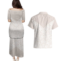 Lotu Tamaiti Tongan Polynesian Art Pattern Couples Matching Puletasi and Hawaiian Shirt Traditional Tribal Motifs - Polynesian Pride