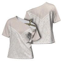 Lotu Tamaiti Tongan Polynesian Art Pattern Cross Shoulder Shirt Traditional Tribal Motifs - Polynesian Pride