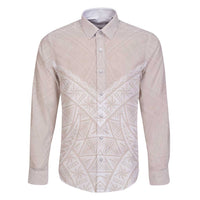 Lotu Tamaiti Tongan Polynesian Art Pattern Family Matching Off Shoulder Maxi Dress and Hawaiian Shirt Traditional Tribal Motifs LT9 Dad's Shirt - Long Sleeve White - Polynesian Pride