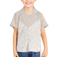 Lotu Tamaiti Tongan Polynesian Art Pattern Family Matching Off Shoulder Short Dress and Hawaiian Shirt Traditional Tribal Motifs LT9 Son's Shirt White - Polynesian Pride