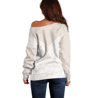 Lotu Tamaiti Tongan Polynesian Art Pattern Off Shoulder Sweater Traditional Tribal Motifs - Polynesian Pride
