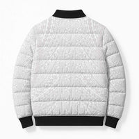 Lotu Tamaiti White Tongan Ngatu Bomber Puffer Jacket Polynesian Tribal Fonulei Pattern - Polynesian Pride
