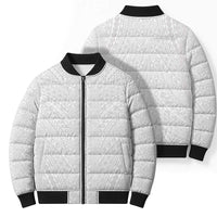Lotu Tamaiti White Tongan Ngatu Bomber Puffer Jacket Polynesian Tribal Fonulei Pattern - Polynesian Pride