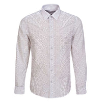 Lotu Tamaiti White Tongan Ngatu Family Matching Long Sleeve Bodycon Dress and Hawaiian Shirt Polynesian Tribal Fonulei Pattern - Polynesian Pride