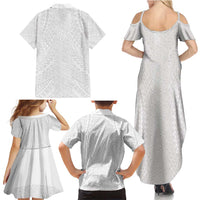 Lotu Tamaiti White Tongan Ngatu Family Matching Summer Maxi Dress and Hawaiian Shirt Polynesian Tribal Fonulei Pattern LT9 - Polynesian Pride